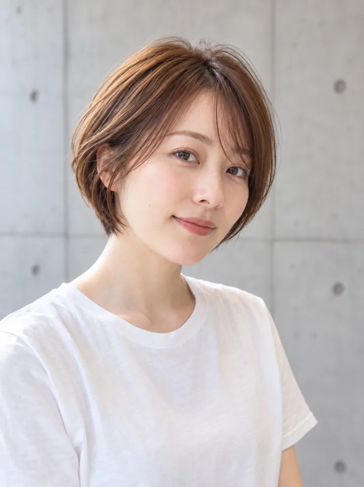 丸みのあるショートボブのスタイルイメージ