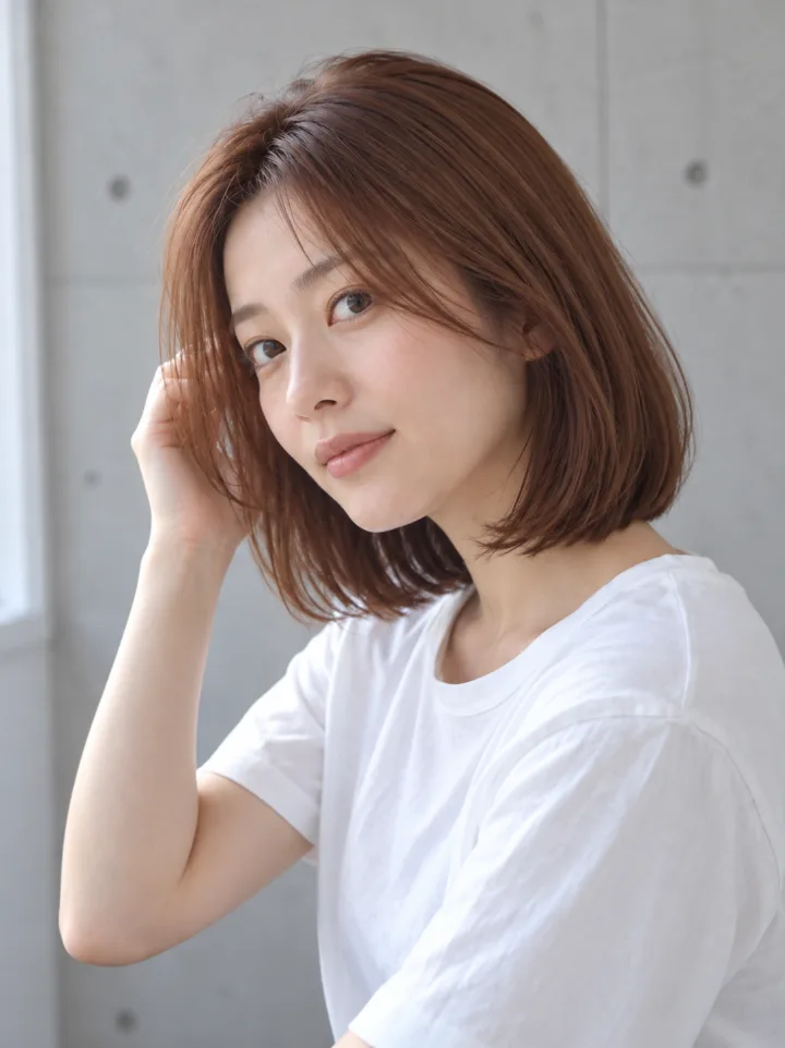 内巻きのミディアムボブのスタイルイメージ