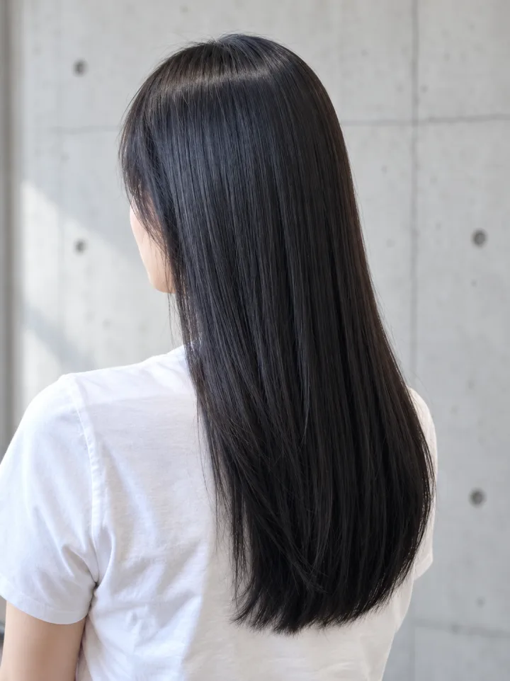 ワンレンのストレートロングのスタイルイメージ