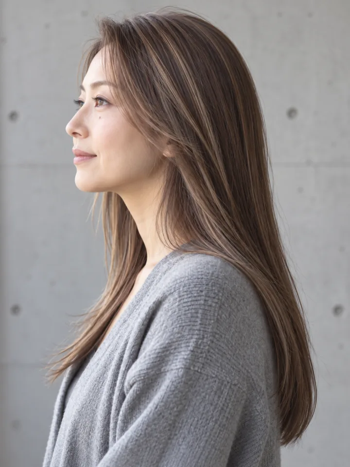 ハイライト入りのストレートロングのスタイルイメージ