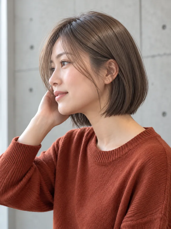 サラサラのストレートショートボブのスタイルイメージ