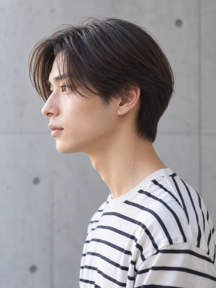 メンズの髪質改善ストレートセンターパートのスタイルイメージ